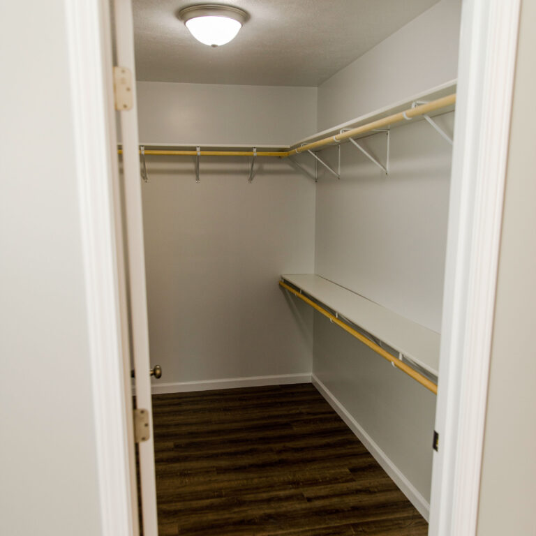 Walk in closet in a Southern Meadows apartment for rent in Marion, Illinois